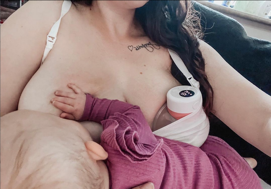 mother feeding and pumping