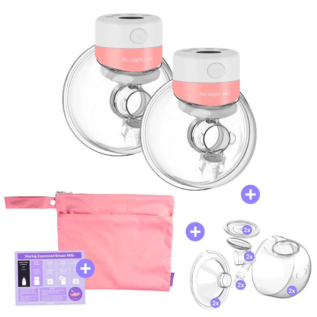 Original V2 Wearable Breast Pump - Twin Starter Kit - 12 levels - Pink - The Night Owl