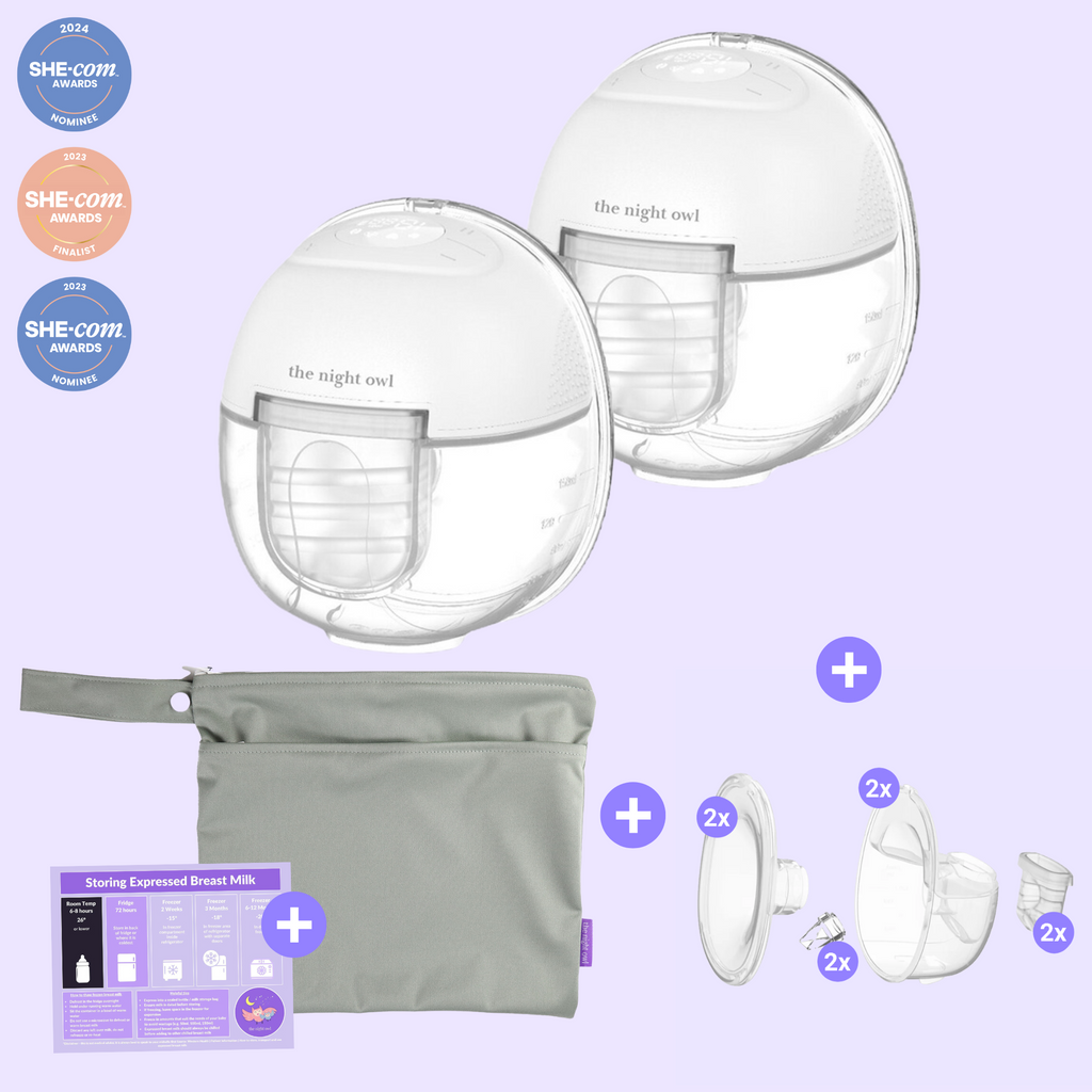 Mumma Owl - Twin Starter Kit - 15 levels - The Night Owl- Wearable Breast Pump - Breast Pump - Hands Free Breast Pump - Portable Breast Pump - Wearable Breast Pump